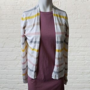 Cyrus Nordstorm medium striped pink yellow gray lightweight open cardigan